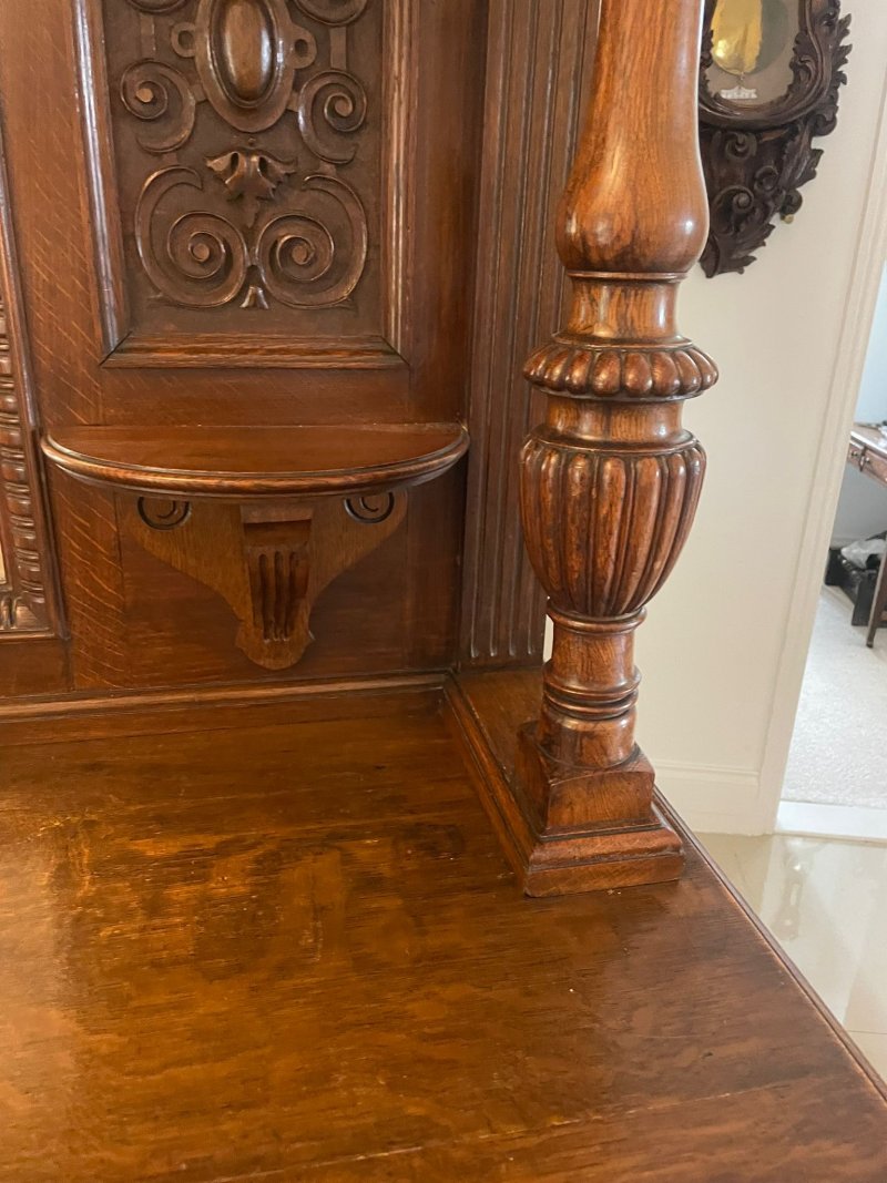 Outstanding Quality Antique Victorian Carved Oak Sideboard - Image 9